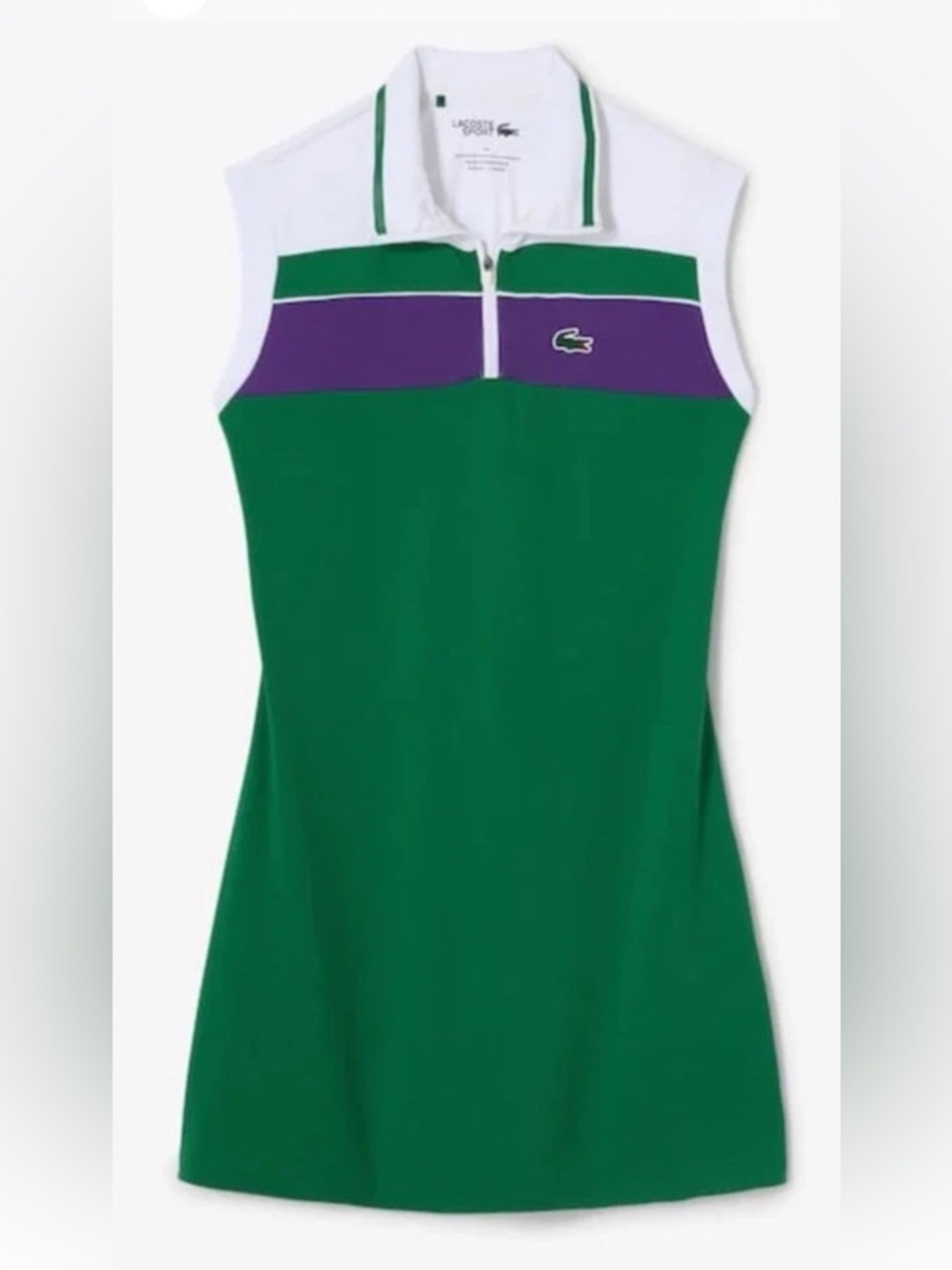 NWT Lacoste x Bandier 1/4 Zip Performance Dress US 4 / 36 Green Purple Golf